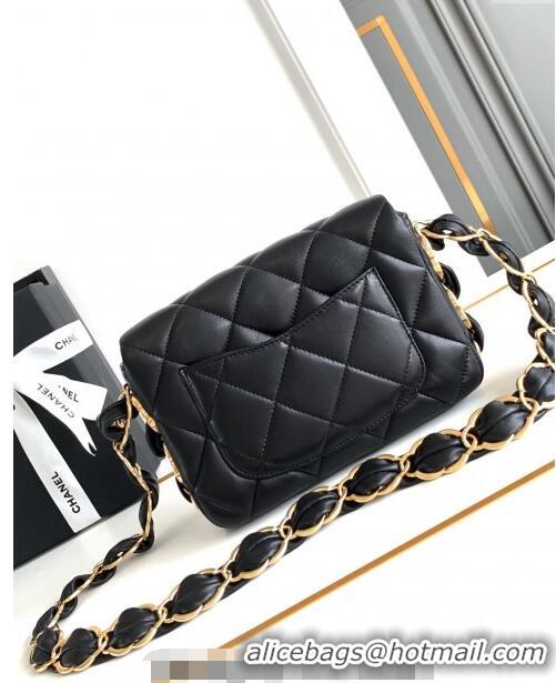 Cheap Wholesale Chanel Lambskin Mini Flap bag with CC Chain CH083001 Black 2024