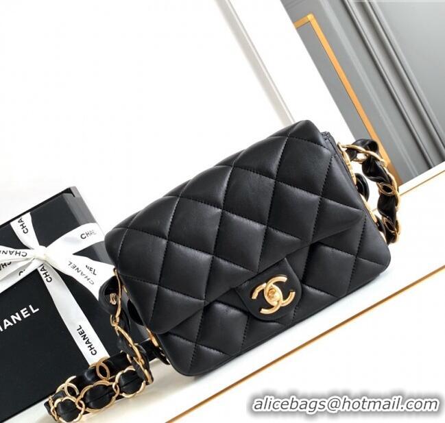 Cheap Wholesale Chanel Lambskin Mini Flap bag with CC Chain CH083001 Black 2024