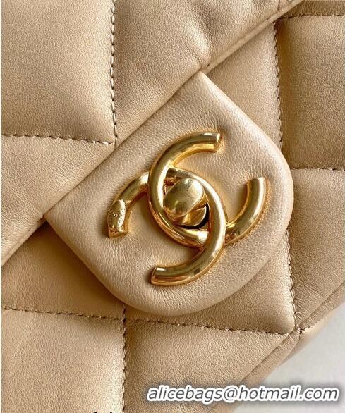 Grade Quality Chanel Lambskin Mini Flap bag with CC Chain CH083001 Beige 2024