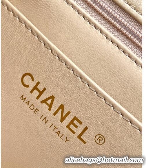 Grade Quality Chanel Lambskin Mini Flap bag with CC Chain CH083001 Beige 2024