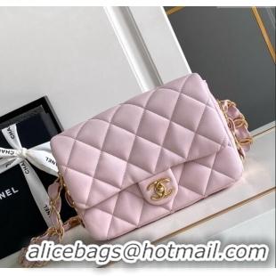 Well Crafted Chanel Lambskin Small Flap bag with CC Chain CH083002 Light Pink 2024