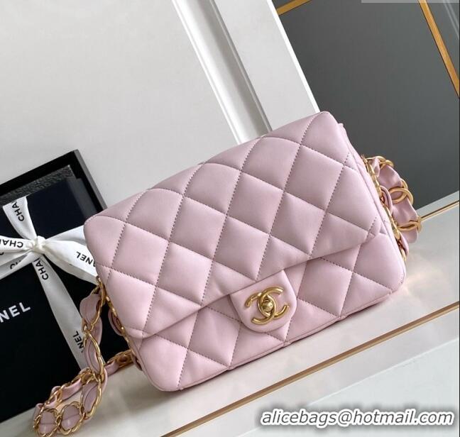 Well Crafted Chanel Lambskin Small Flap bag with CC Chain CH083002 Light Pink 2024