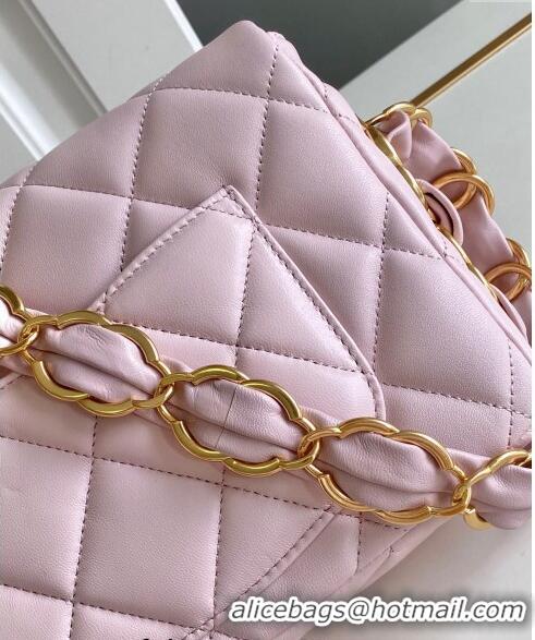 Well Crafted Chanel Lambskin Small Flap bag with CC Chain CH083002 Light Pink 2024