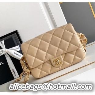 Classic Cheap Chanel Lambskin Small Flap bag with CC Chain CH083002 Beige 2024