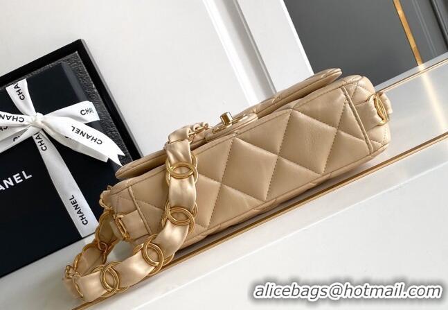 Classic Cheap Chanel Lambskin Small Flap bag with CC Chain CH083002 Beige 2024