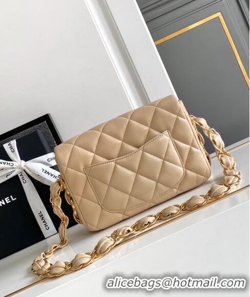 Classic Cheap Chanel Lambskin Small Flap bag with CC Chain CH083002 Beige 2024