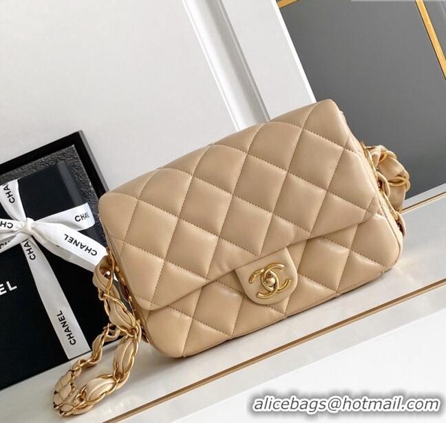 Classic Cheap Chanel Lambskin Small Flap bag with CC Chain CH083002 Beige 2024