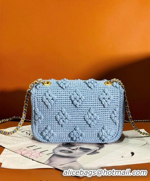 Stylish Grade Chanel Crochet Mini Square Flap Bag 0830 Blue 2024