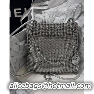 Top Grade Chanel 22 Strass Allover Mini Shopping Bag AS3980 Silver 2024