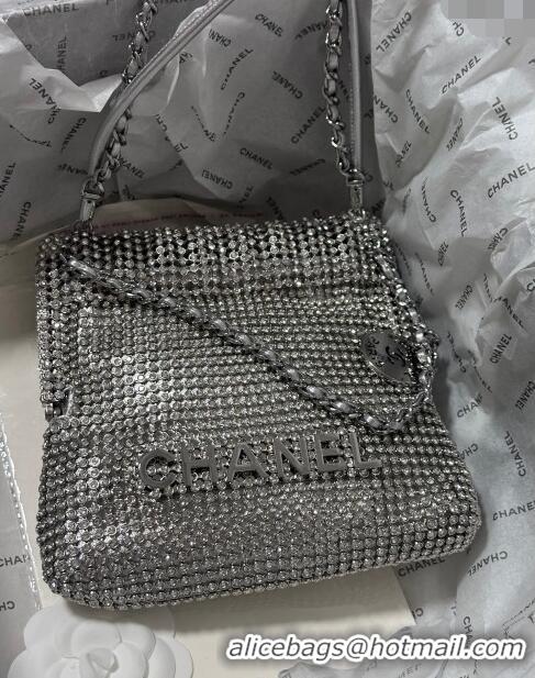 Top Grade Chanel 22 Strass Allover Mini Shopping Bag AS3980 Silver 2024