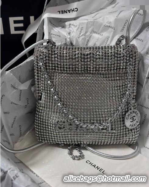 Top Grade Chanel 22 Strass Allover Mini Shopping Bag AS3980 Silver 2024