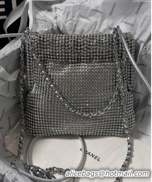 Top Grade Chanel 22 Strass Allover Mini Shopping Bag AS3980 Silver 2024