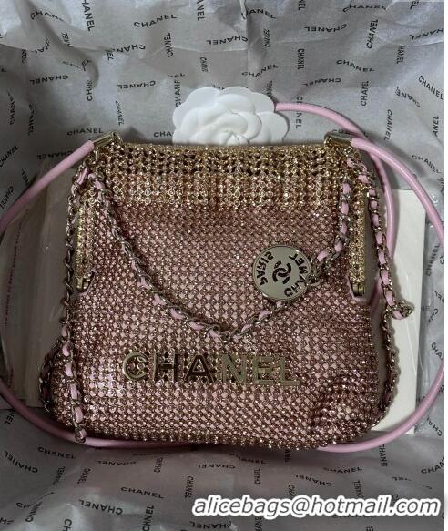 Best Price Chanel 22 Strass Allover Mini Shopping Bag AS3980 Pink 2024