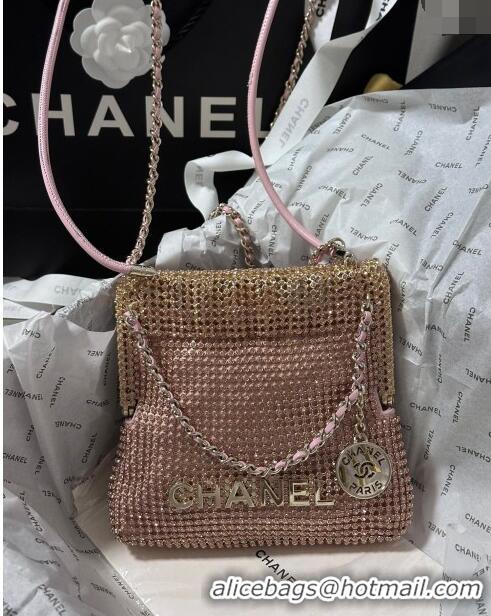 Best Price Chanel 22 Strass Allover Mini Shopping Bag AS3980 Pink 2024