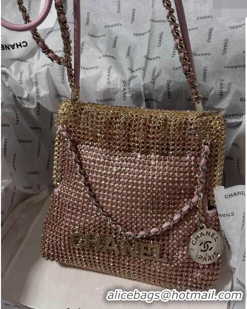 Best Price Chanel 22 Strass Allover Mini Shopping Bag AS3980 Pink 2024