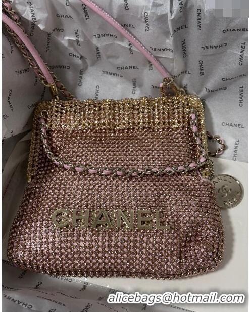 Best Price Chanel 22 Strass Allover Mini Shopping Bag AS3980 Pink 2024