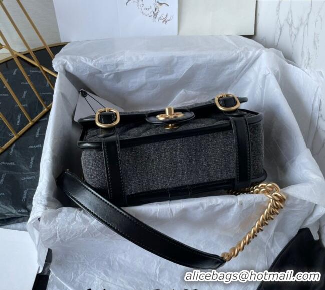 Inexpensive Chanel Washed Denim Mini Flap Messenger bag AS5131 Black 2024