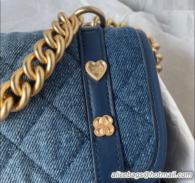 Market Sells Chanel Washed Denim Mini Flap Messenger bag AS5131 Blue 2024