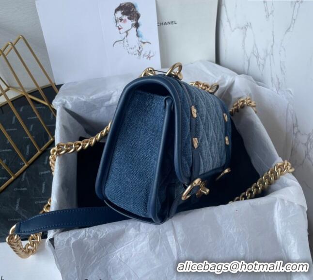 Market Sells Chanel Washed Denim Mini Flap Messenger bag AS5131 Blue 2024