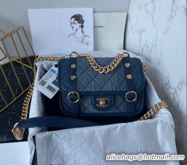 Market Sells Chanel Washed Denim Mini Flap Messenger bag AS5131 Blue 2024