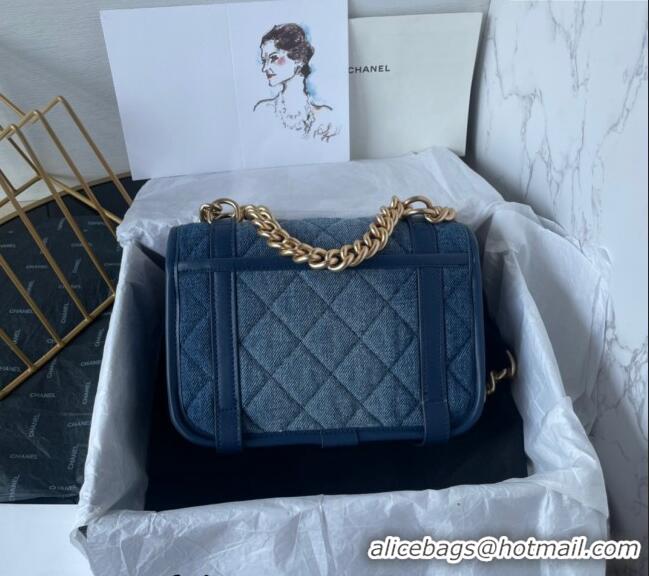 Market Sells Chanel Washed Denim Mini Flap Messenger bag AS5131 Blue 2024