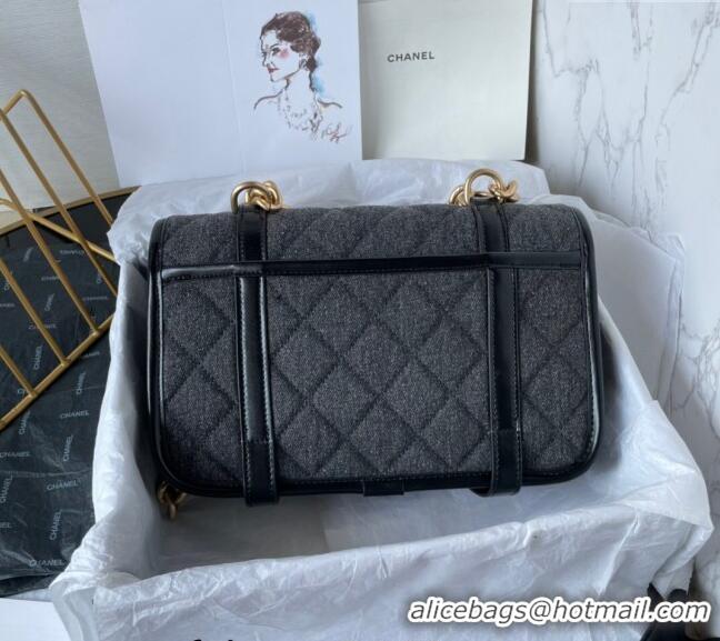 New Product Chanel Washed Denim Medium Flap Messenger bag AS5132 Black 2024