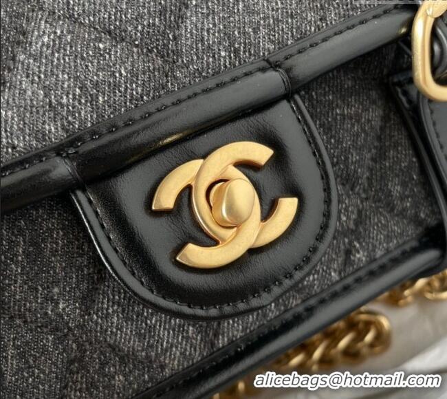 New Product Chanel Washed Denim Medium Flap Messenger bag AS5132 Black 2024