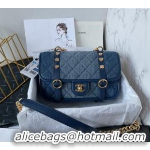 Top Quality Chanel Washed Denim Medium Flap Messenger bag AS5132 Blue 2024