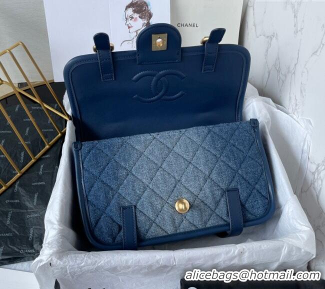 Top Quality Chanel Washed Denim Medium Flap Messenger bag AS5132 Blue 2024