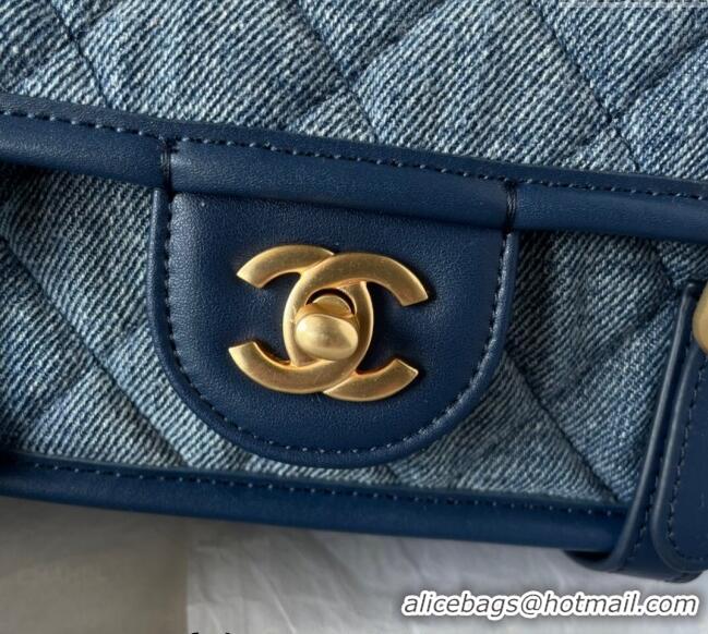 Top Quality Chanel Washed Denim Medium Flap Messenger bag AS5132 Blue 2024