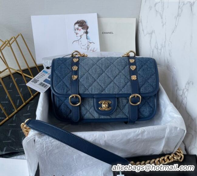 Top Quality Chanel Washed Denim Medium Flap Messenger bag AS5132 Blue 2024