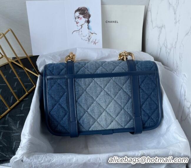 Top Quality Chanel Washed Denim Medium Flap Messenger bag AS5132 Blue 2024