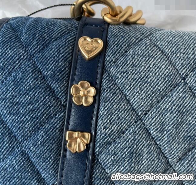 Top Quality Chanel Washed Denim Medium Flap Messenger bag AS5132 Blue 2024