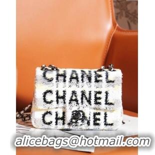 Buy Classic Chanel Sequins Logo Mini Flap Bag CH0097 White 2024