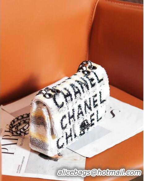 Buy Classic Chanel Sequins Logo Mini Flap Bag CH0097 White 2024