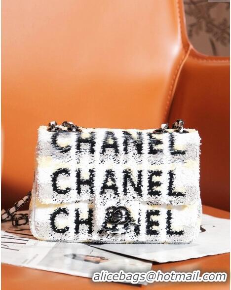 Buy Classic Chanel Sequins Logo Mini Flap Bag CH0097 White 2024