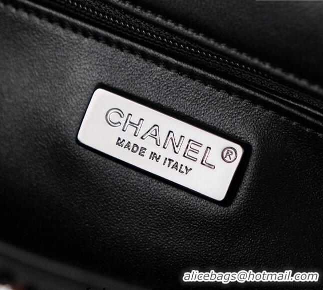 Top Grade Chanel Sequins Logo Medium Flap Bag CH0098 Black 2024