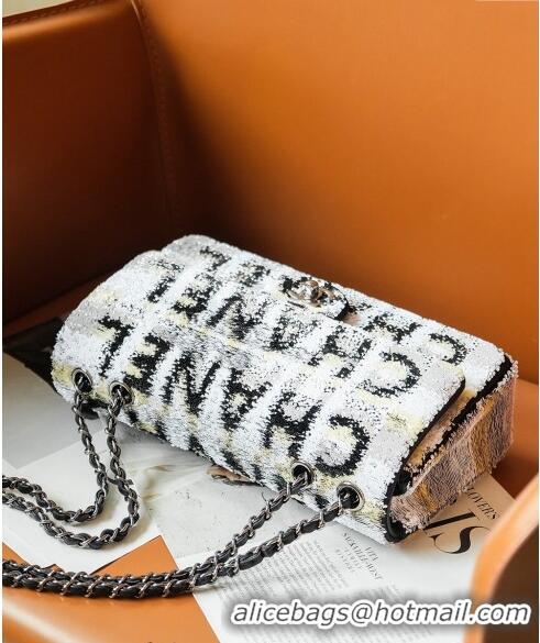 Particularly Recommended Chanel Sequins Logo Medium Flap Bag CH0098 White 2024