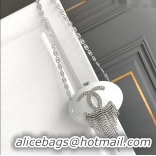 Top Quality Chanel Cartehenticite Oval Evening bag with Strass Tassel CH0101 White 2024