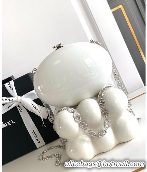 Top Quality Chanel Cartehenticite Oval Evening bag with Strass Tassel CH0101 White 2024