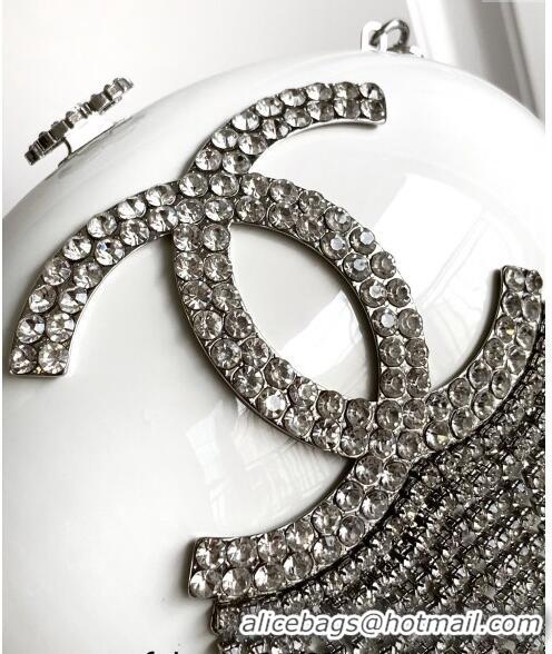 Top Quality Chanel Cartehenticite Oval Evening bag with Strass Tassel CH0101 White 2024