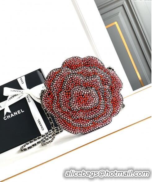 Fashion Discount Chanel Camellia Bloom Evening bag with Strass CH0103 Red 2024