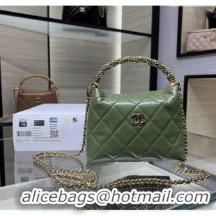 Stylish Discount Chanel Lambskin Clutch with Chain and Top Handle AP4189 Green 2024