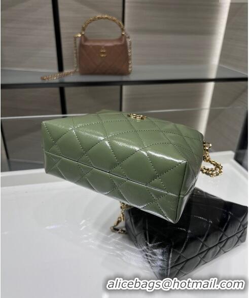 Stylish Discount Chanel Lambskin Clutch with Chain and Top Handle AP4189 Green 2024