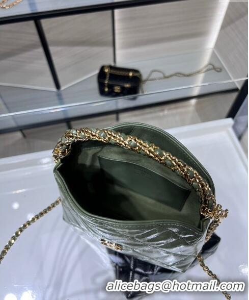 Stylish Discount Chanel Lambskin Clutch with Chain and Top Handle AP4189 Green 2024