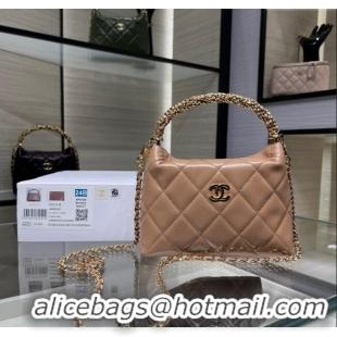 Popular Style Chanel Lambskin Clutch with Chain and Top Handle AP4189 Dark Beige 2024