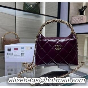 Luxury Discount Chanel Lambskin Clutch with Chain and Top Handle AP4189 Burgundy 2024