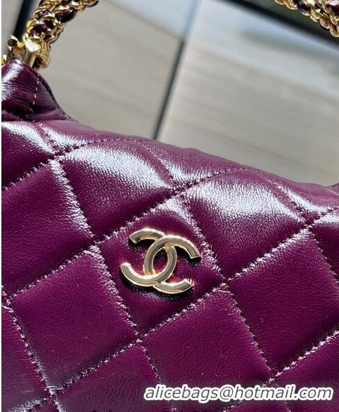 Luxury Discount Chanel Lambskin Clutch with Chain and Top Handle AP4189 Burgundy 2024