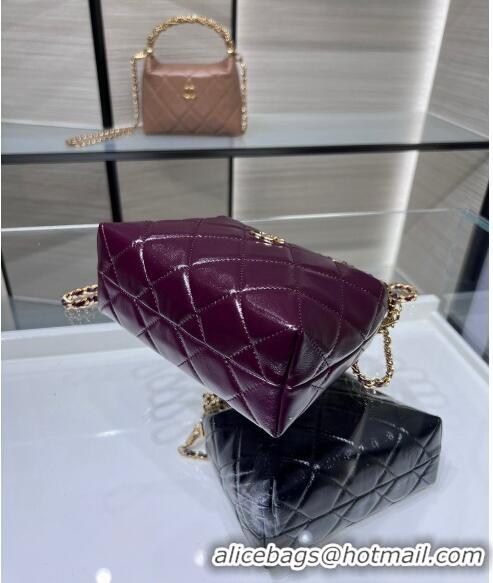 Luxury Discount Chanel Lambskin Clutch with Chain and Top Handle AP4189 Burgundy 2024