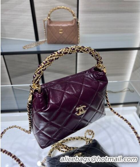 Luxury Discount Chanel Lambskin Clutch with Chain and Top Handle AP4189 Burgundy 2024